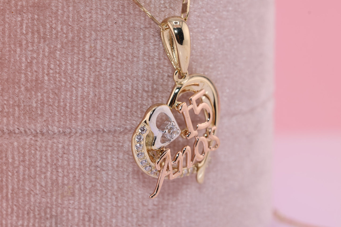 14K Gold 15 Anos Quinceanera Pendant G