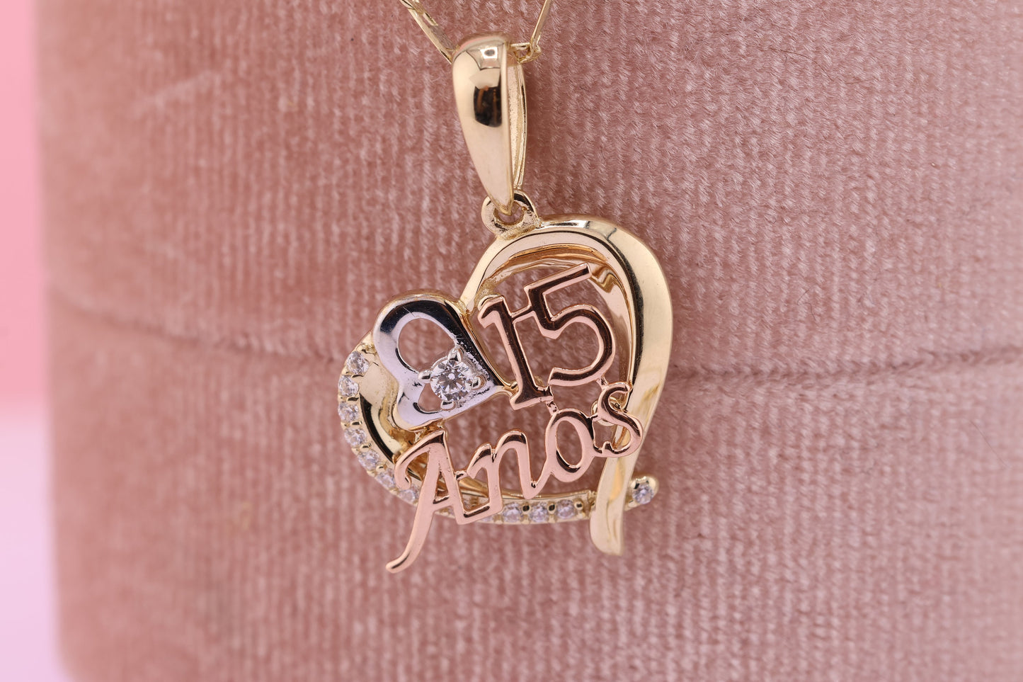 14K Gold 15 Anos Quinceanera Pendant G