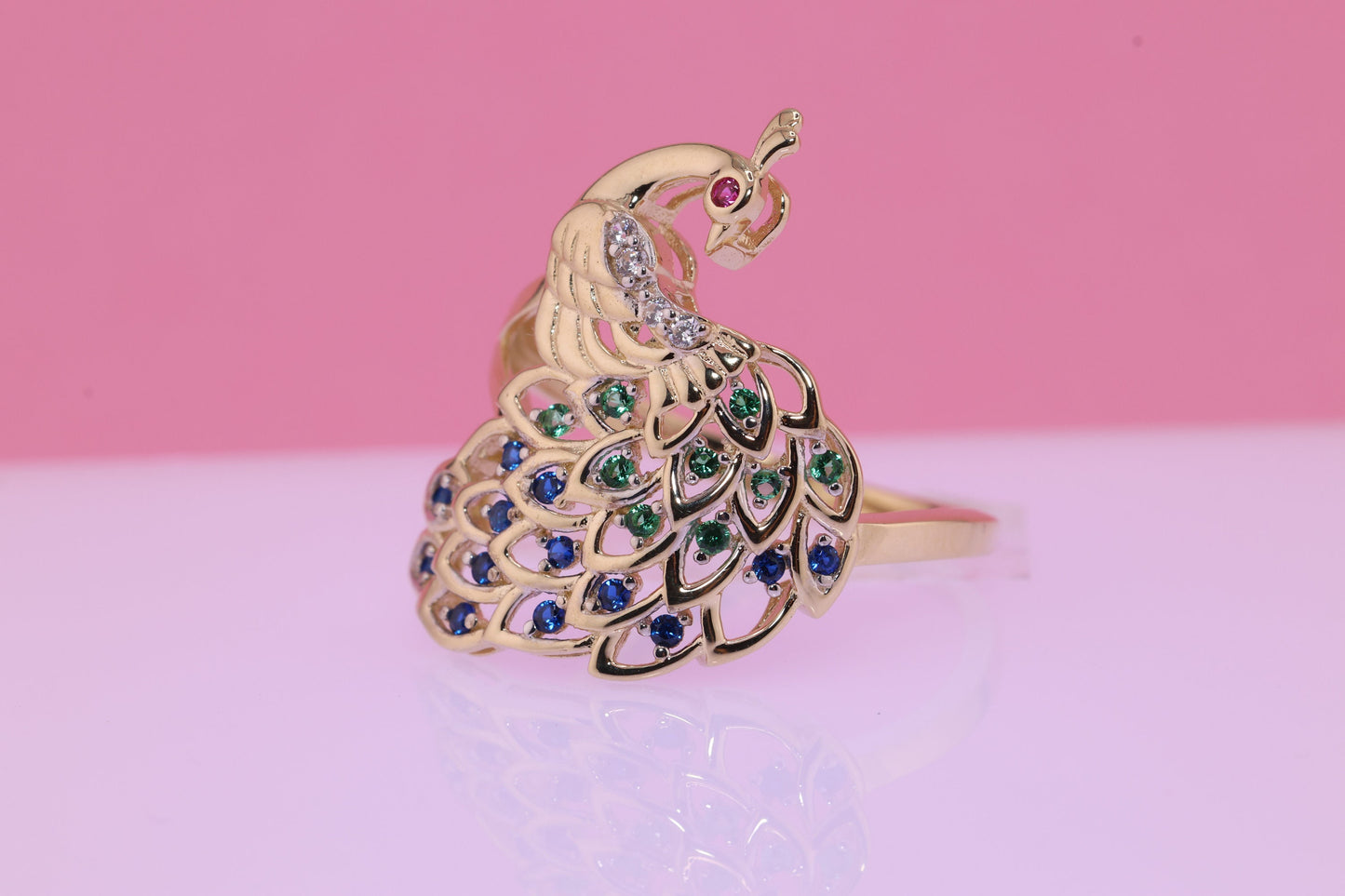 14k Solid Gold Peacock Ring D