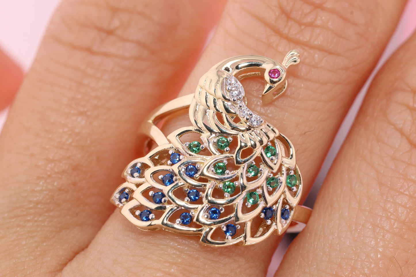 14k Solid Gold Peacock Ring D