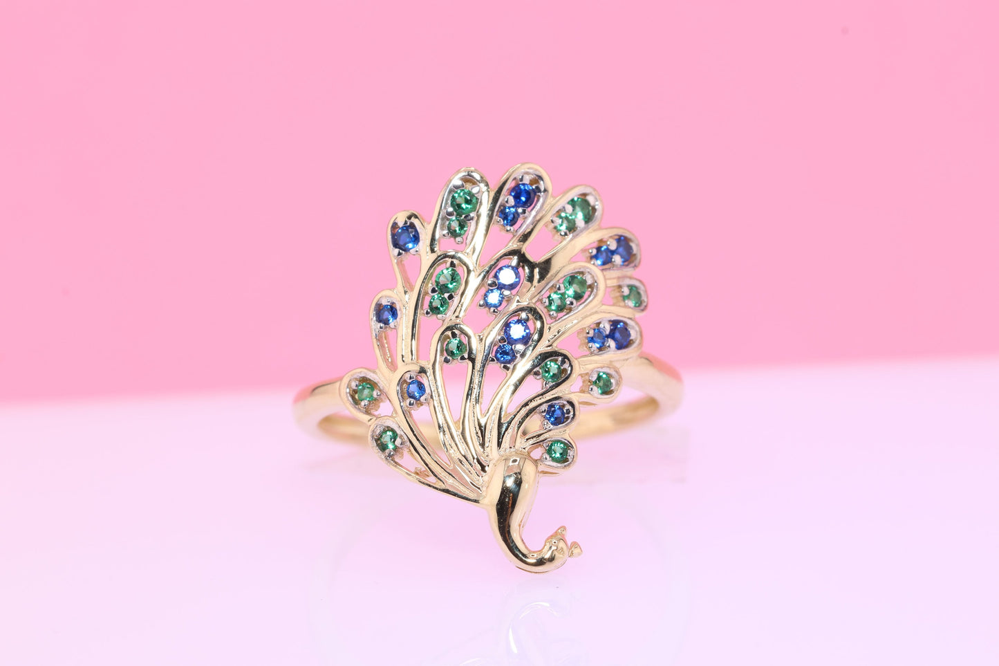 14k Solid Gold Peacock Ring B