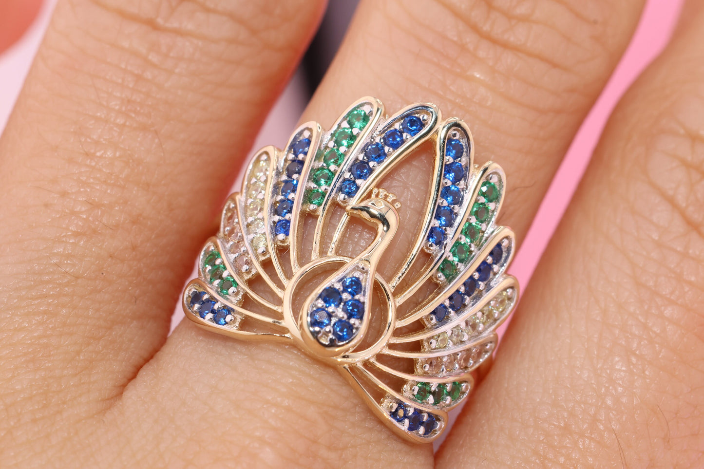 14k Solid Gold Peacock Ring A