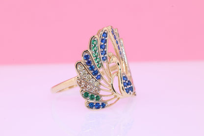 14k Solid Gold Peacock Ring A