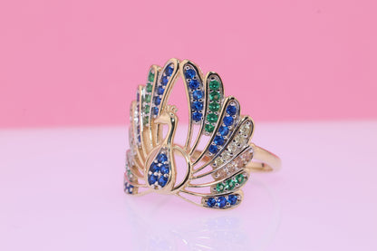 14k Solid Gold Peacock Ring A