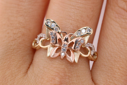 14k Two Tone Color Butterfly Ring I