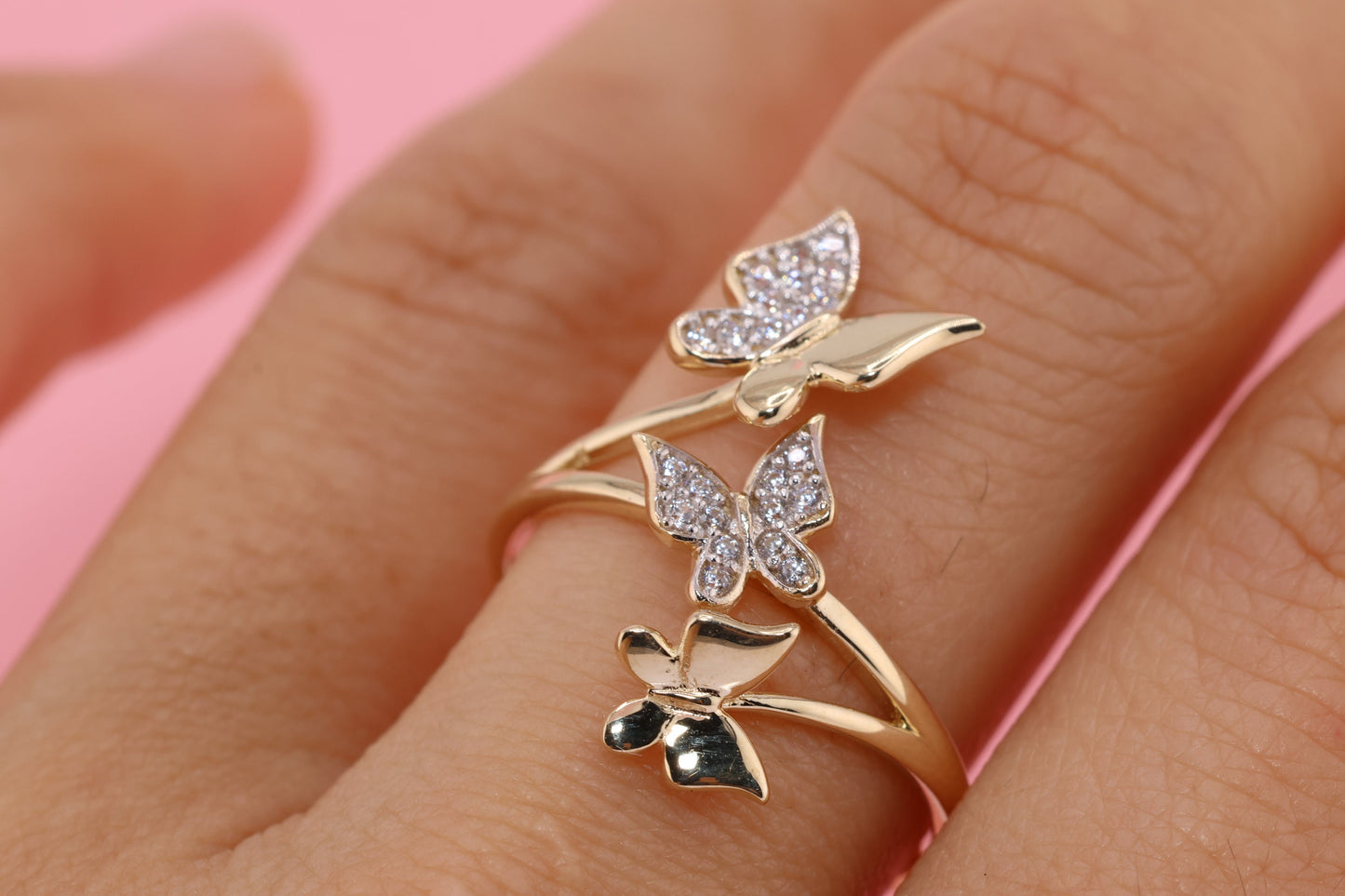 14k Two Tone Color Butterfly Ring H