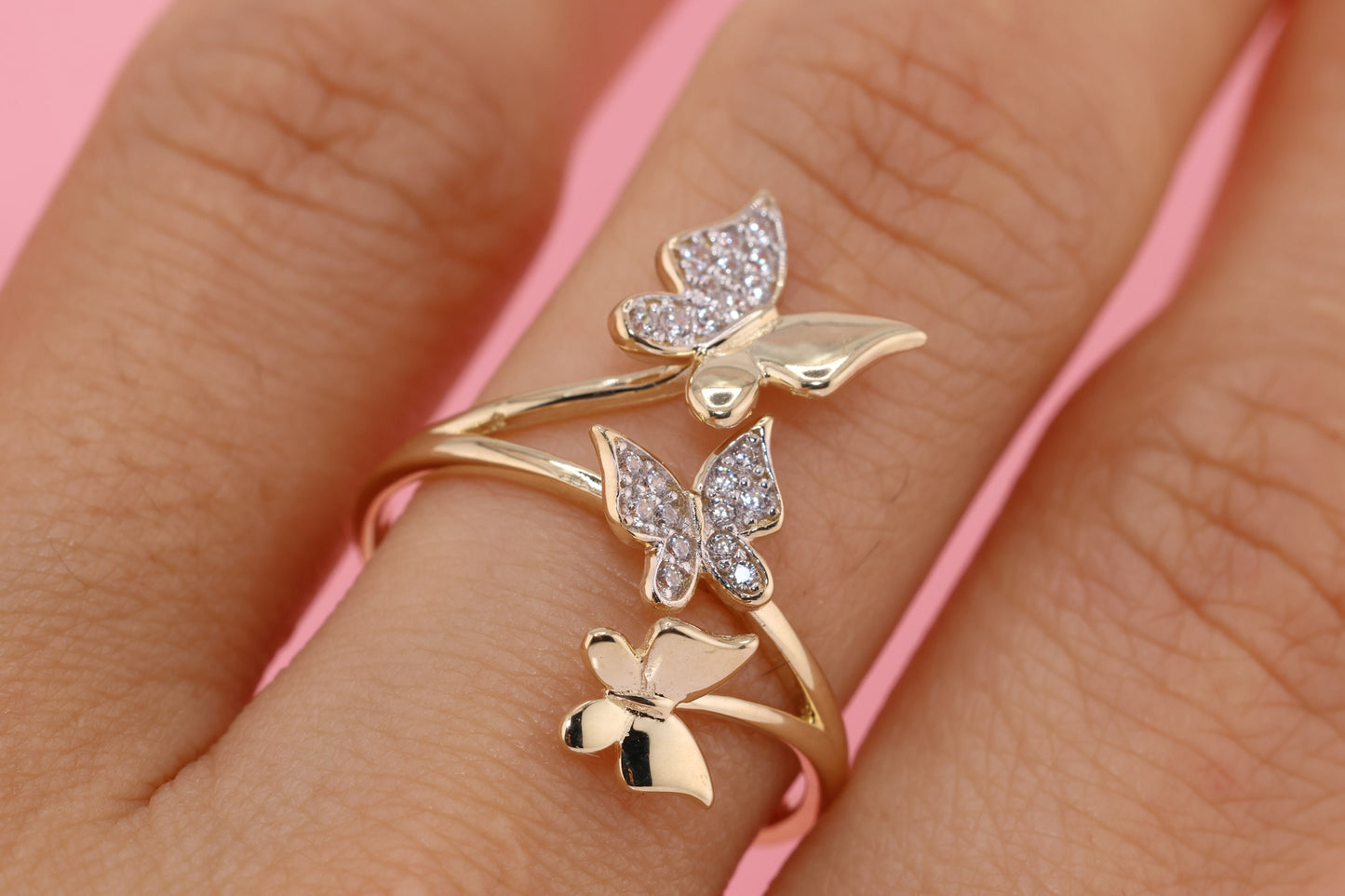 14k Two Tone Color Butterfly Ring H