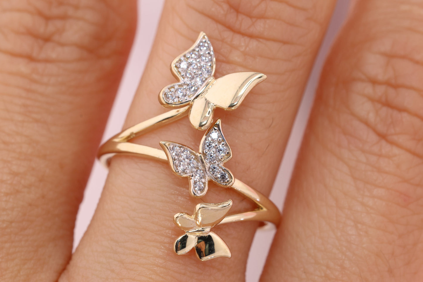 14k Two Tone Color Butterfly Ring H