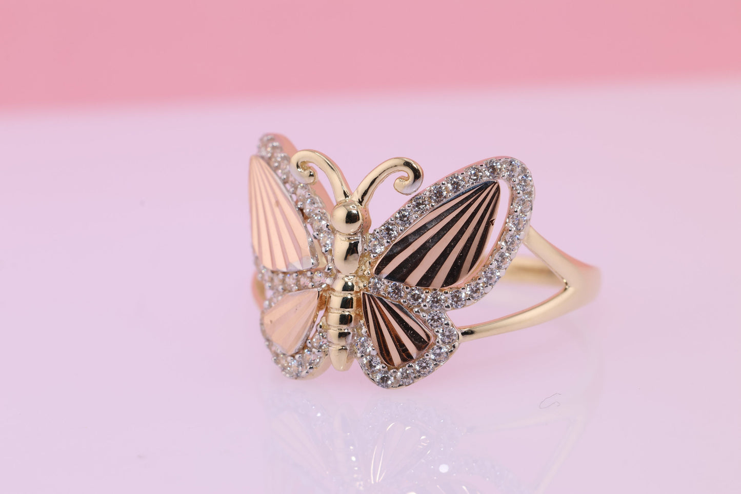 14k Two Tone Color Butterfly Ring G