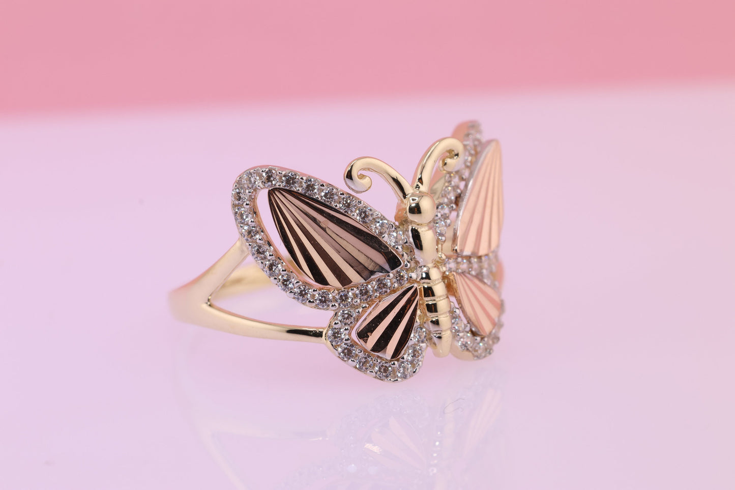 14k Two Tone Color Butterfly Ring G