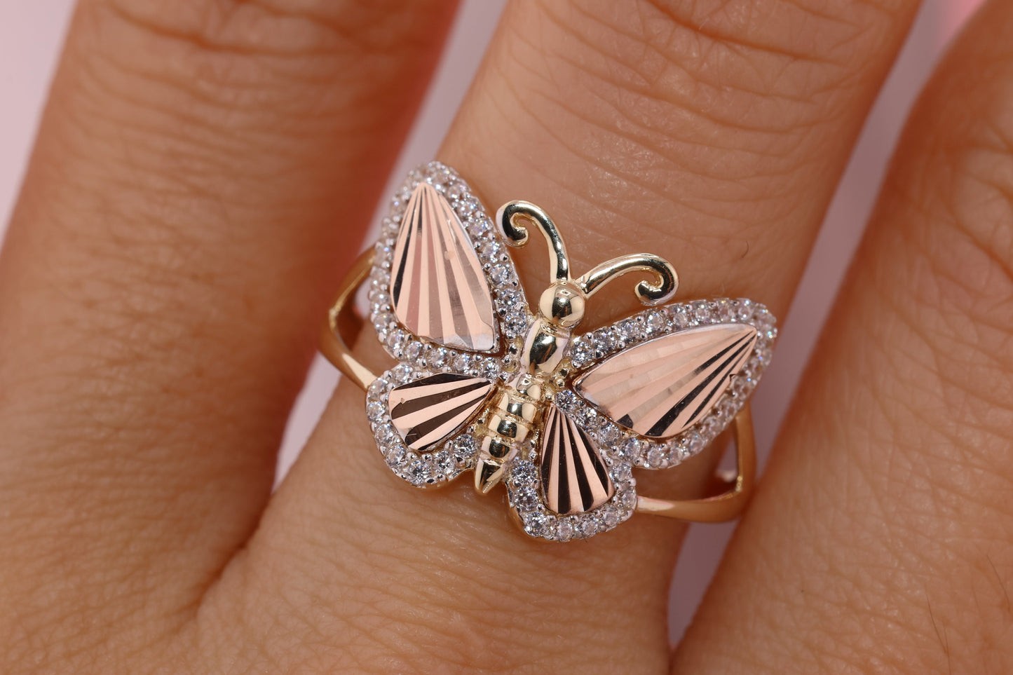 14k Two Tone Color Butterfly Ring G