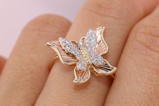 14k Two Tone Color Butterfly Ring D