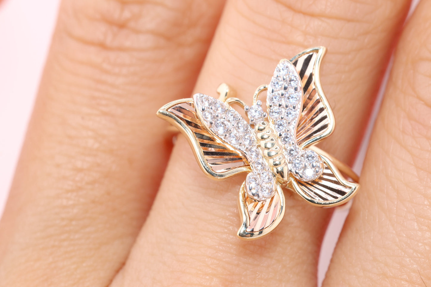 14k Two Tone Color Butterfly Ring D