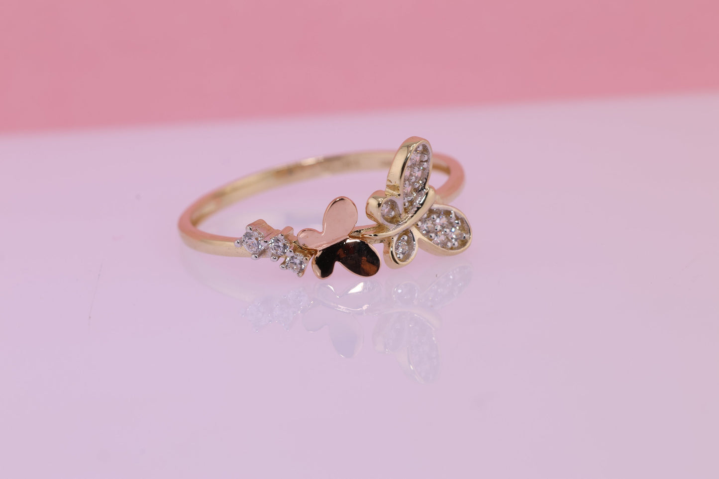 14k Two Tone Color Butterfly Ring B