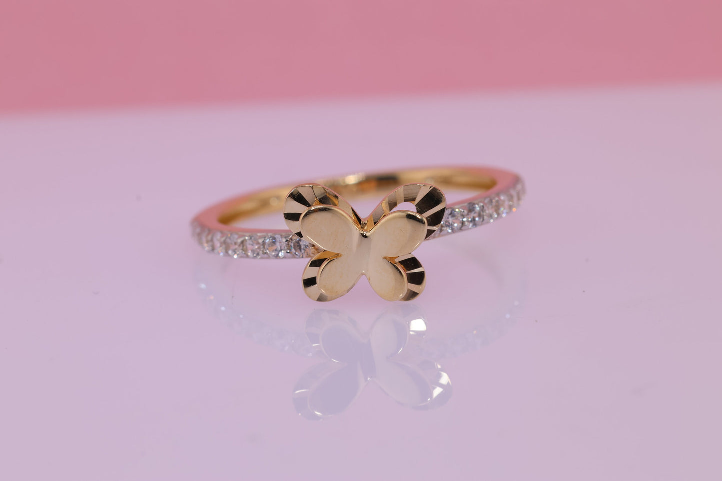 14k Two Tone Color Butterfly Ring A