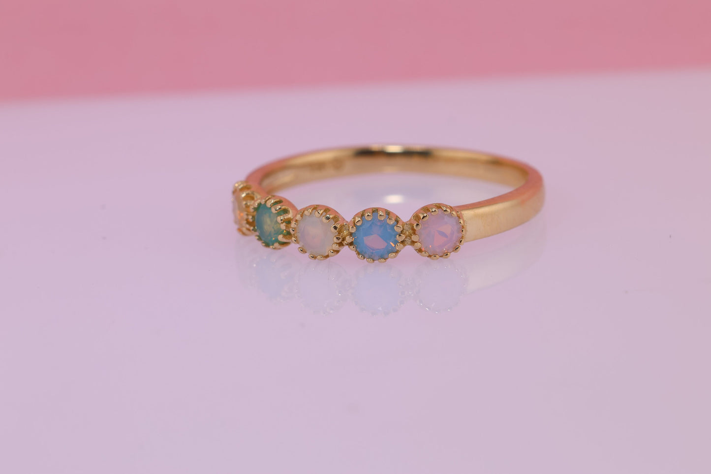 14K Gold Opal Colorful Ring