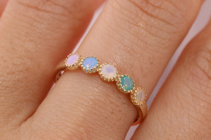 14K Gold Opal Colorful Ring