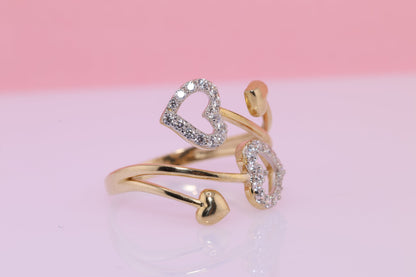 14k Solid Gold Heart CZ Ring A