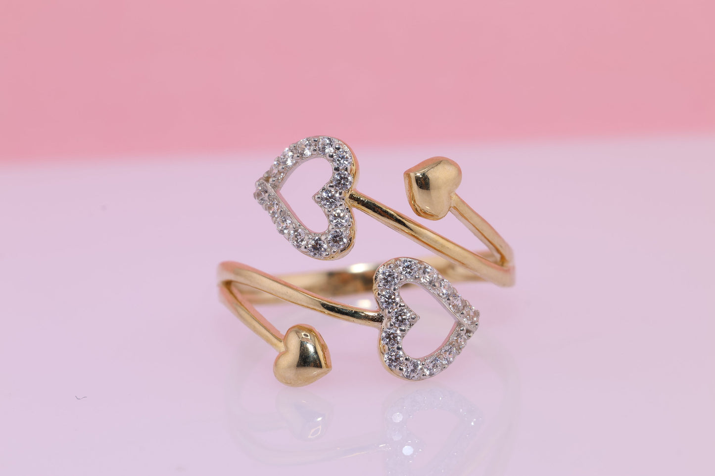 14k Solid Gold Heart CZ Ring A