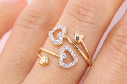 14k Solid Gold Heart CZ Ring A