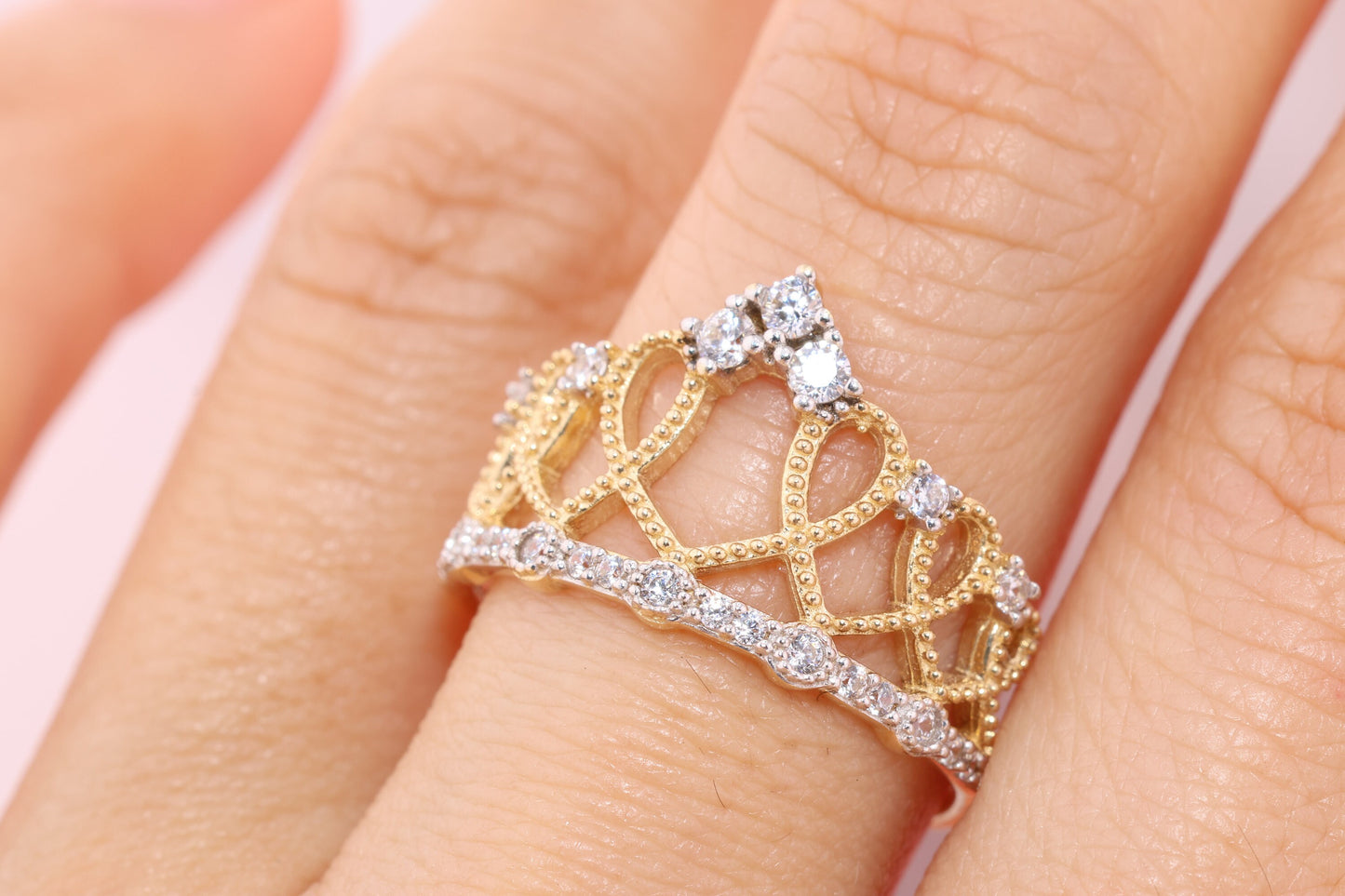 14k Gold Princess Tiara Princess Ring B