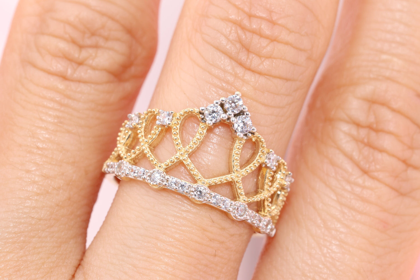 14k Gold Princess Tiara Princess Ring B