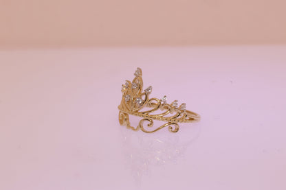 14k Gold Princess Tiara Crown Ring