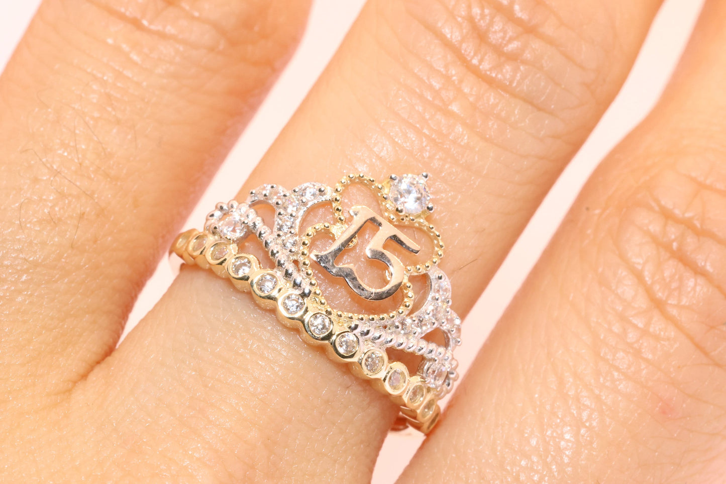 14K Gold 15 Anos Quinceanera Ring C