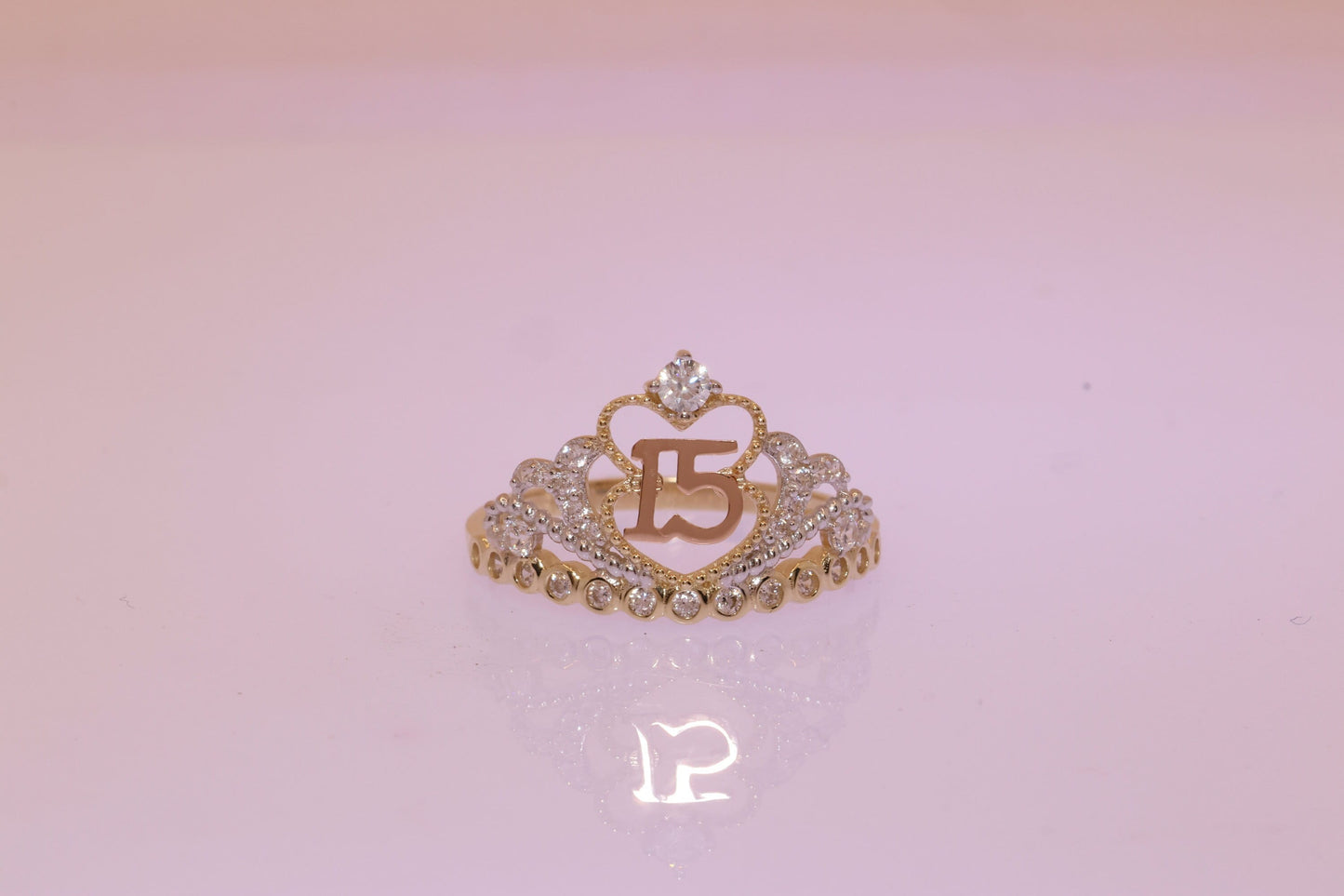 14K Gold 15 Anos Quinceanera Ring C