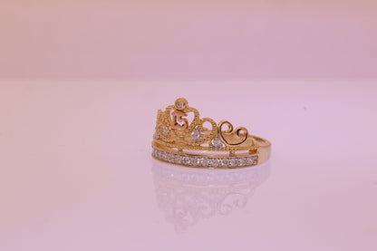 14K Gold 15 Anos Quinceanera Princess Tiara Crown Ring