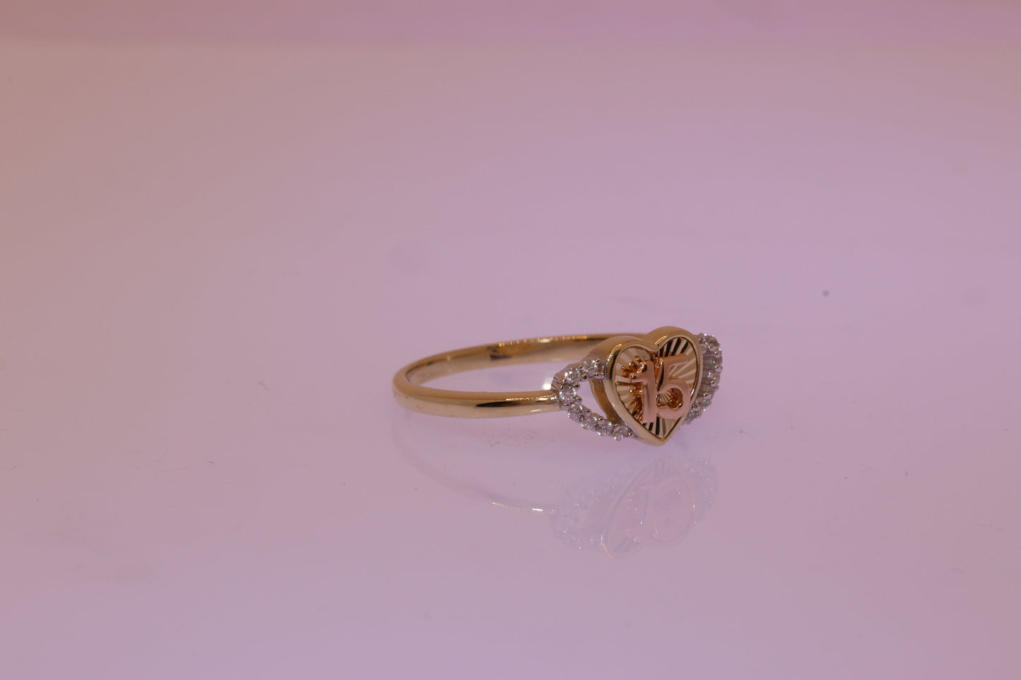 14K Gold 15 Anos Quinceanera Heart Ring C