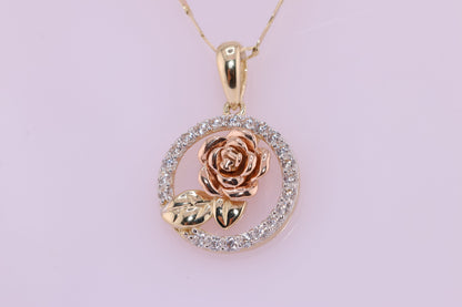 14k Pink Rose Gold CZ Pendant B