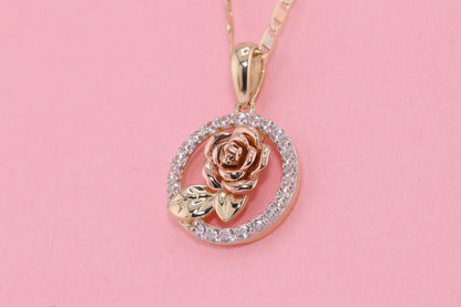 14k Pink Rose Gold CZ Pendant B