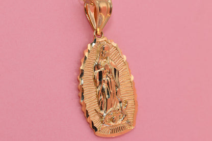 14k Solid Gold Virgin Mary Virgin Maria Lady Guadalupe Pendant R