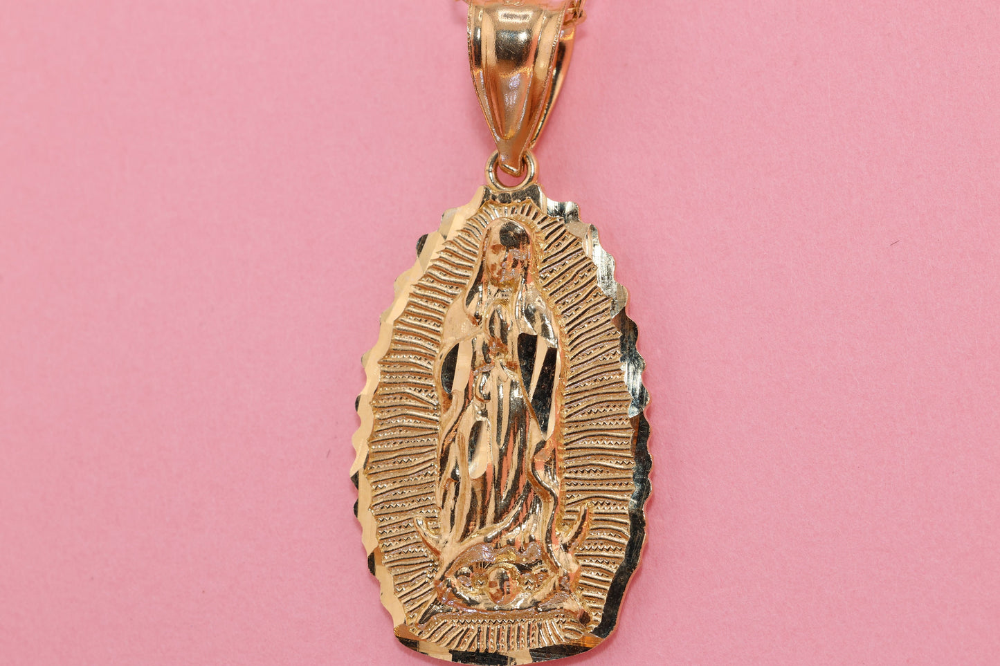 14k Solid Gold Virgin Mary Virgin Maria Lady Guadalupe Pendant R