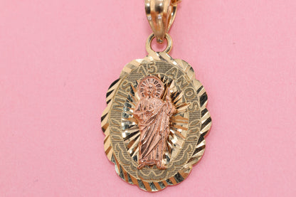 14k Solid Gold Virgin Mary Virgin Maria Lady Guadalupe Pendant O