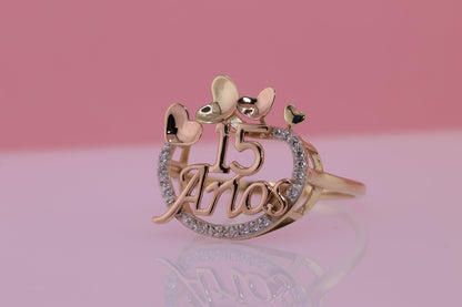 14K Gold 15 Anos Quinceanera Ring B