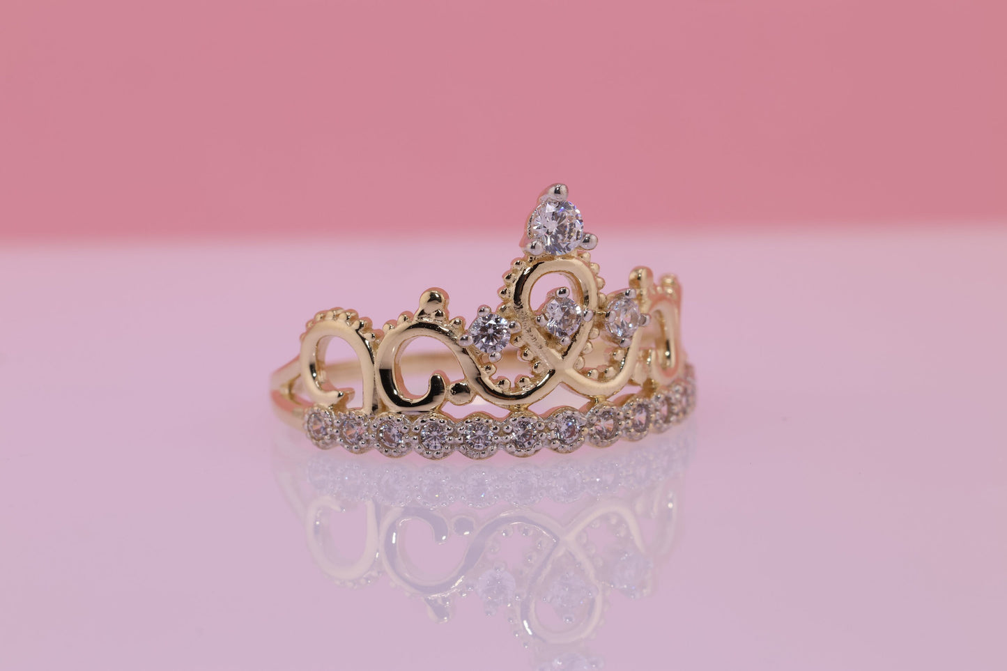 14K Gold 15 Anos Quinceanera Crown Ring N