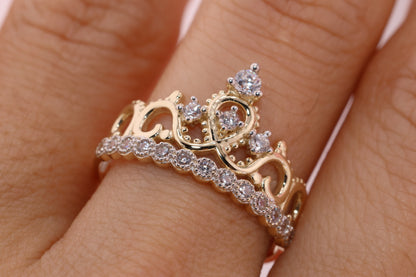 14K Gold 15 Anos Quinceanera Crown Ring N