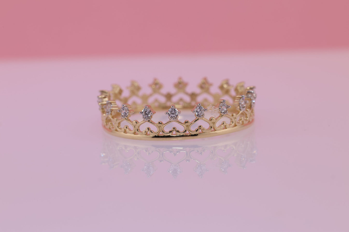 14K Gold 15 Anos Quinceanera Crown Ring L