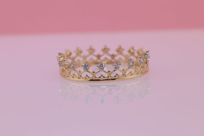 14K Gold 15 Anos Quinceanera Crown Ring L