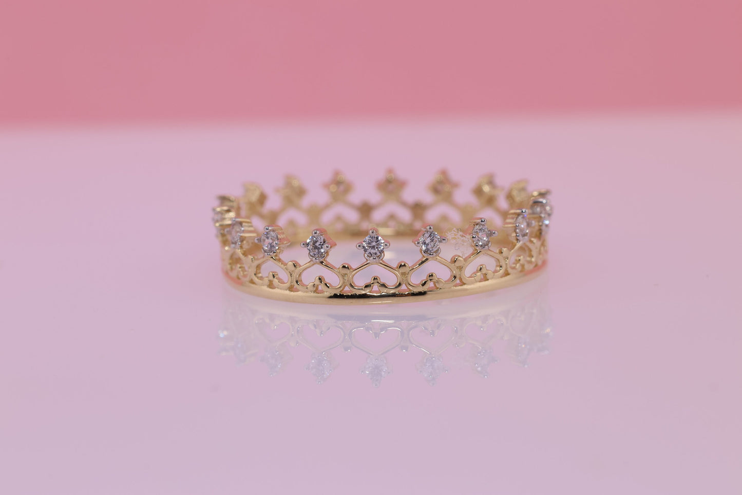 14K Gold 15 Anos Quinceanera Crown Ring L