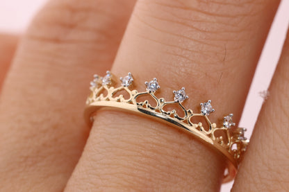 14K Gold 15 Anos Quinceanera Crown Ring L