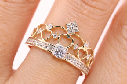 14K Gold 15 Anos Quinceanera Crown Ring K