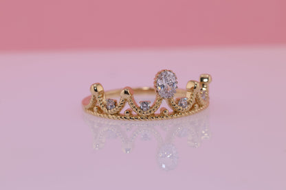 14K Gold 15 Anos Quinceanera Crown Ring I