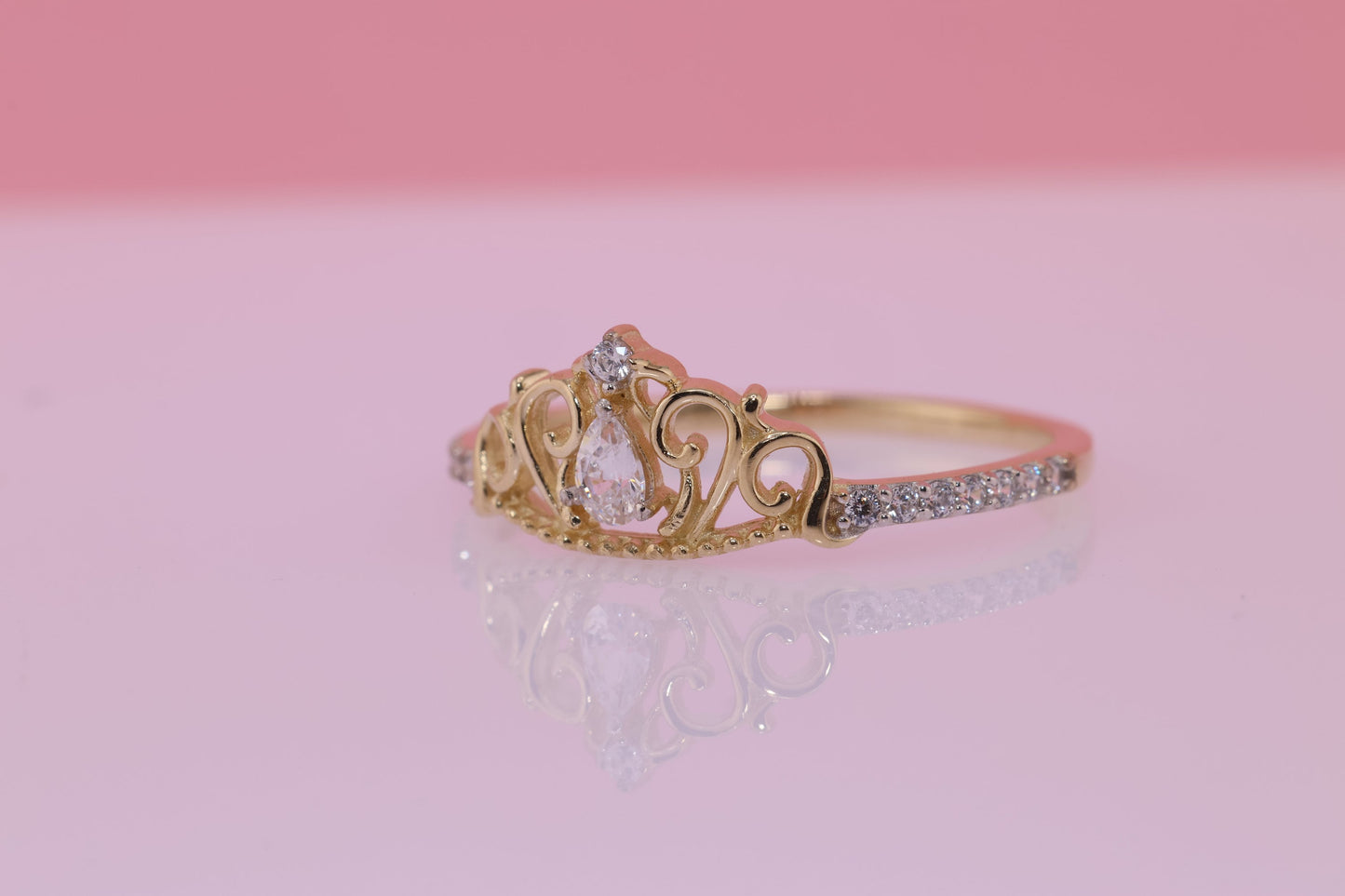 14K Gold 15 Anos Quinceanera Crown Ring H