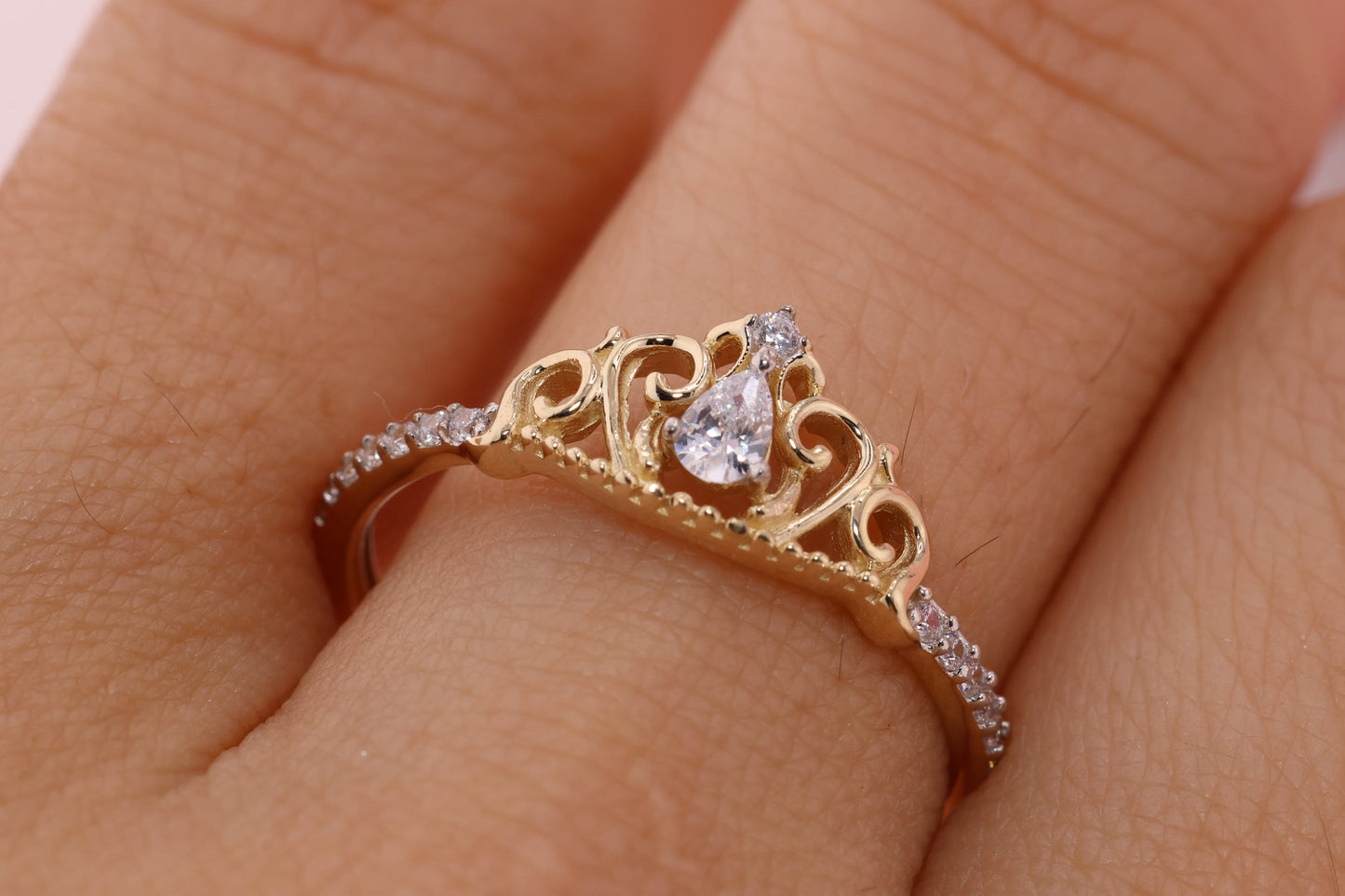 14K Gold 15 Anos Quinceanera Crown Ring H