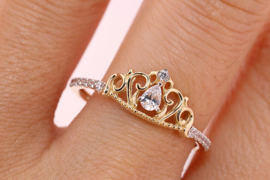 14K Gold 15 Anos Quinceanera Crown Ring H