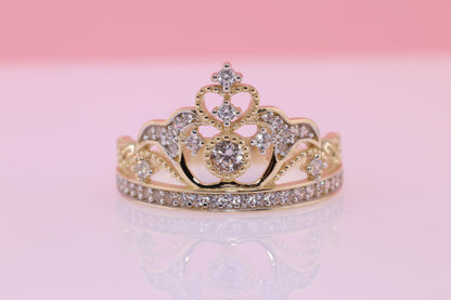 14K Gold 15 Anos Quinceanera Crown Ring G