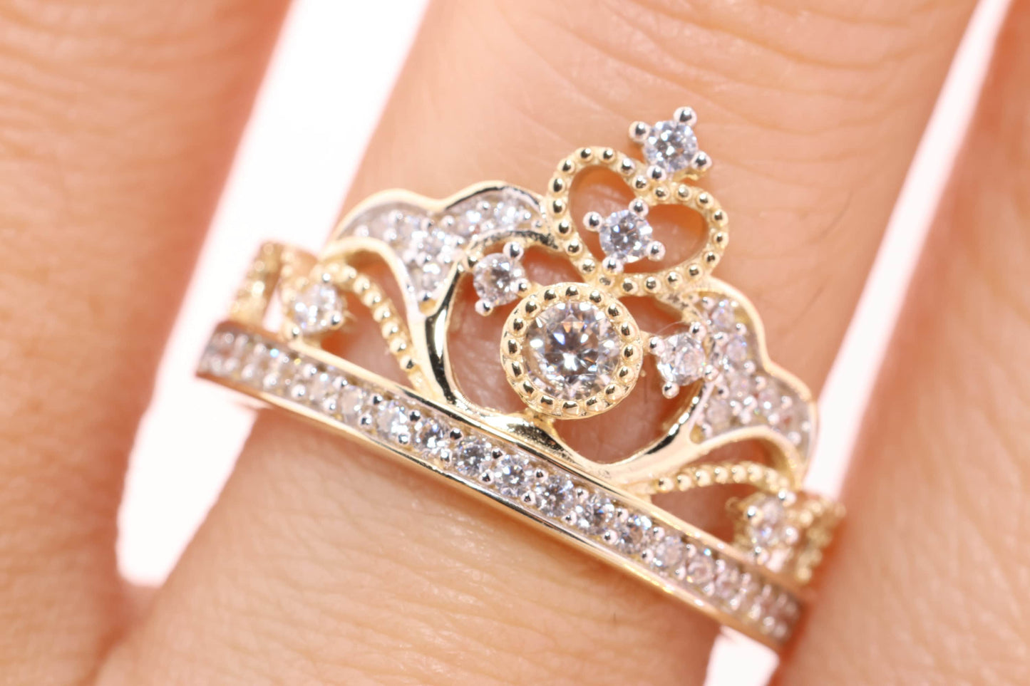 14K Gold 15 Anos Quinceanera Crown Ring G